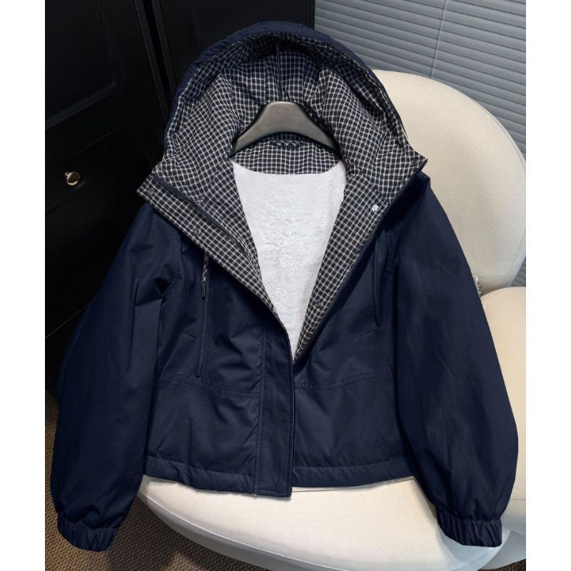 

Зимняя теплая флисовая рабочая куртка с капюшоном женская толстая свободная парка L темно-синий