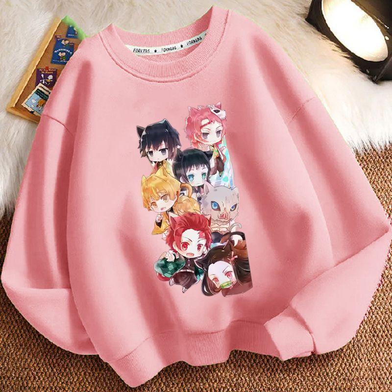 Kinder Modischer Demon Slayer Hoodie, Frühling und Herbst Jungen- und Mädchen-Freizeit-Hoodie
