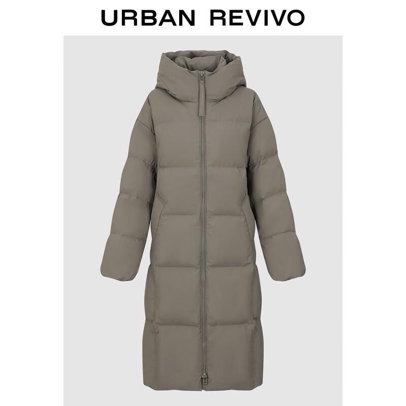 

UR 2025 Женская повседневная стеганая длинная куртка-пуховик с капюшоном XL