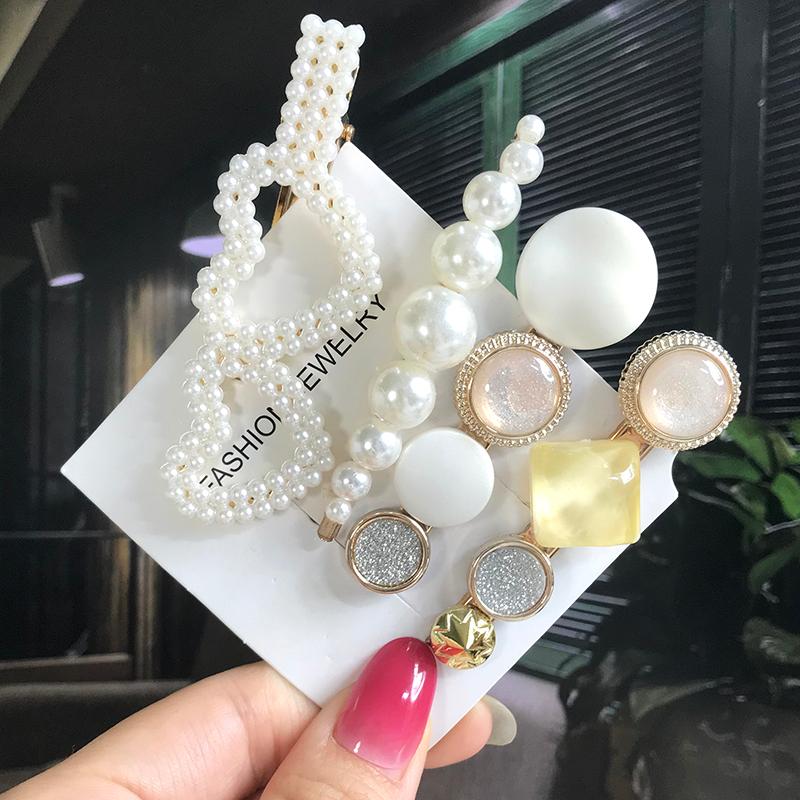 Fashion Hair Pins Side Clip Set Sweet Acrylic Waterdrop Hair Barrettes For Women Girls Korean Geometric Hair Accessories Jewelry