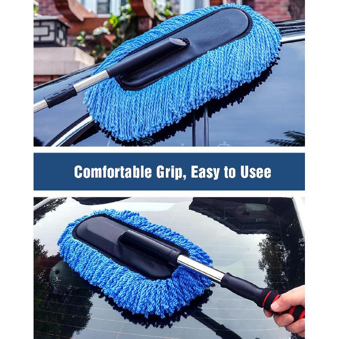 Car Duster, Extendable Long Handle Microfiber Car Duster Exterior Scratch Free Car Cleaning Tool, Car Dust Brush for Truck, SUV, RV, Motorcycle and