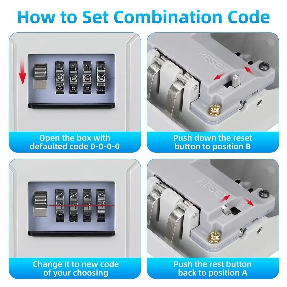 Large Capacity Password Key Box Metal Construction Locking Key Organizer  Key Management