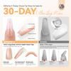 Saviland Nails Medium Fit Natural Soft Gel French Tip Nails Blinky Glitter Acrylic Nail Tips Gel Nail Kit Gel Glue Soft Tips Fake Tips False Nails UV