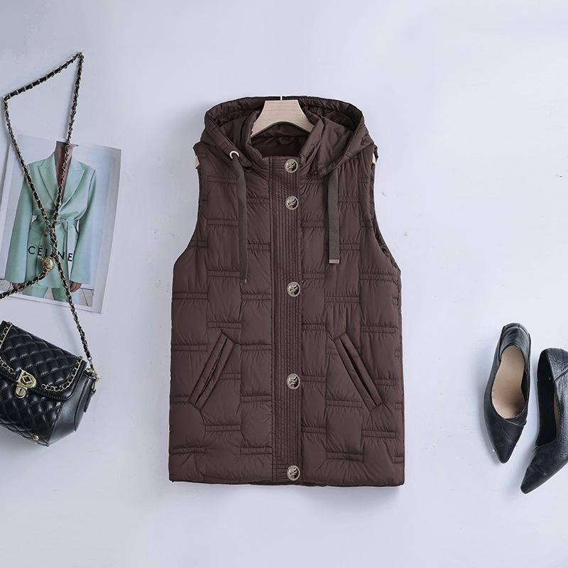 Hooded Fashion Year Down Cotton Large Size Vest Sleeveless Vest Women's Thickened Trendy Warm Versatile Winter New