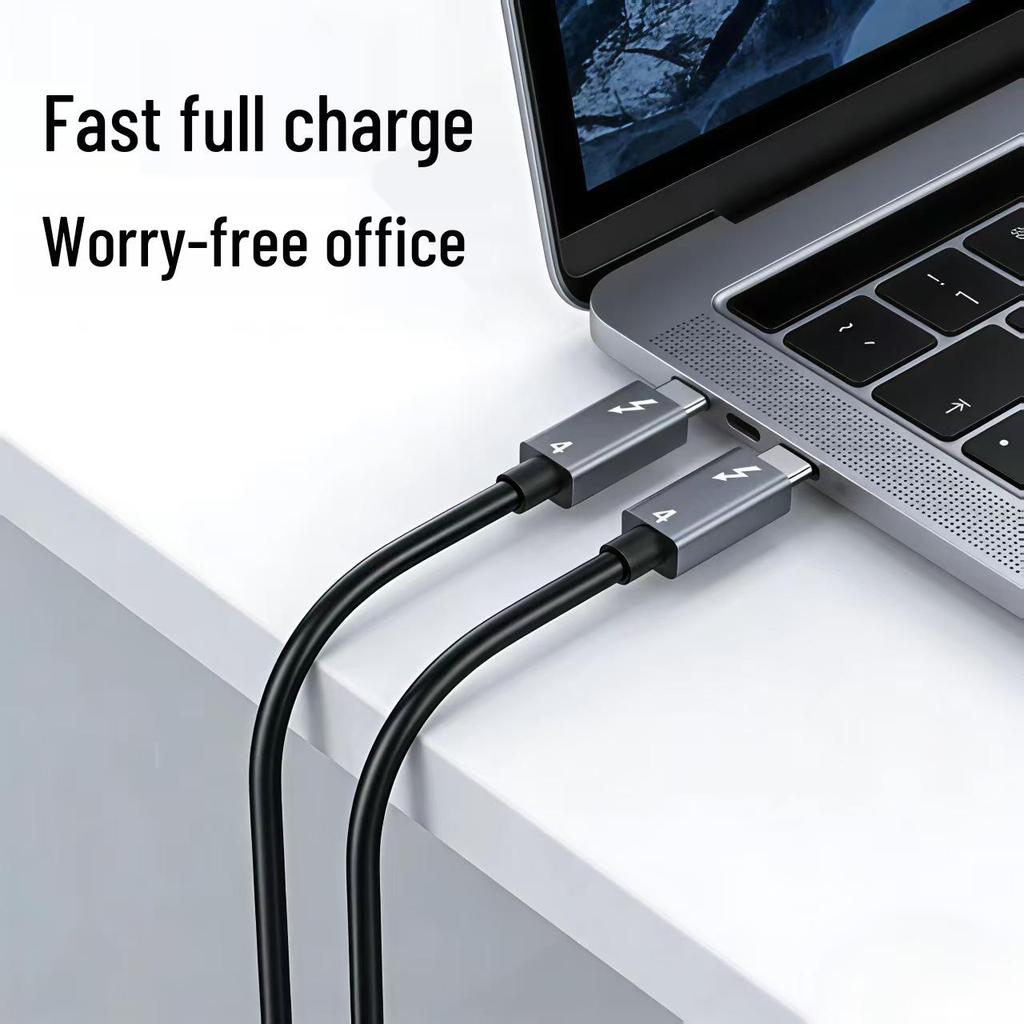 Thunderbolt 4 Data Cable: Dual Type-C, 240W Fast Charging, 40Gbps Speed, 8K Display Output.