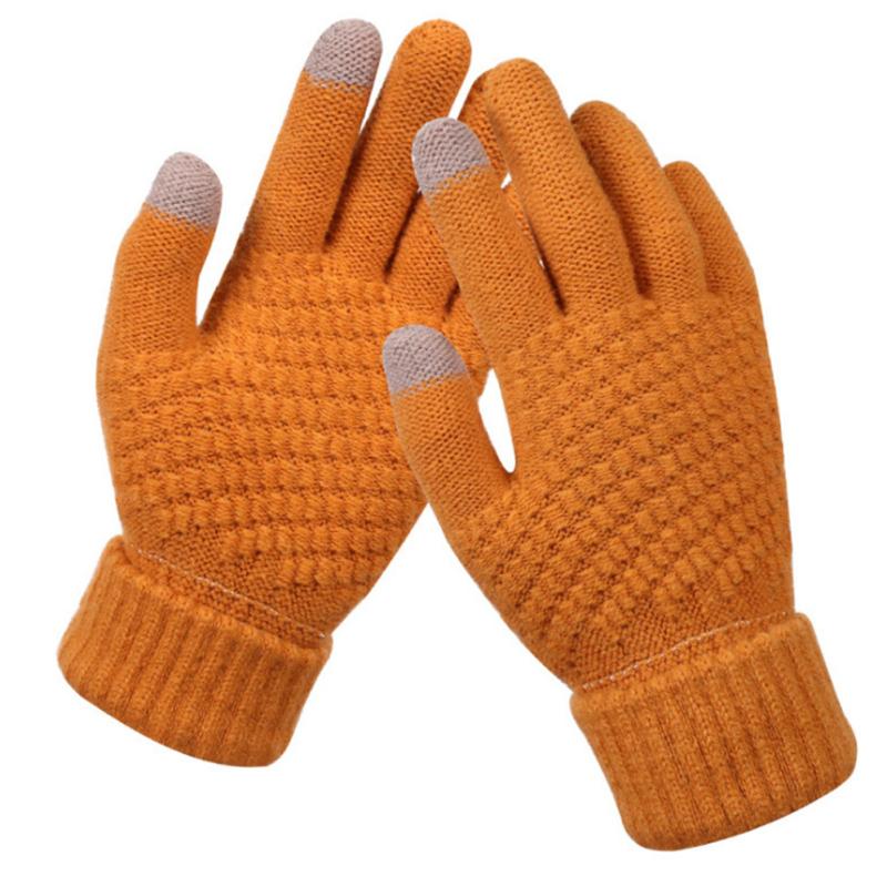 Winter Women Touch Screen Gloves Trendy Multi-color Jacquard Knitted Warm Gloves For Outdoor Cycling