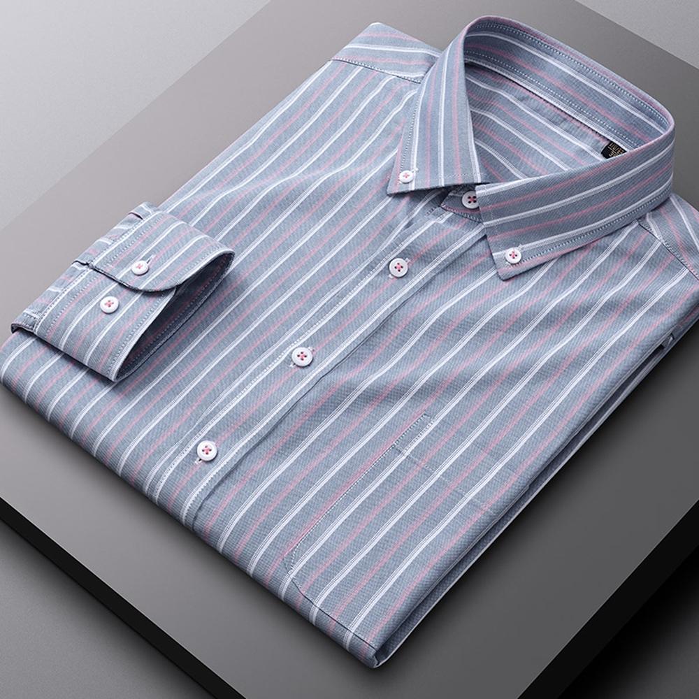 Herren Langarm Oxford Button-Down Hemden Freizeitkleidhemd für Herren Bequem 100% Baumwolle Mehrere Karomuster/Gestreift Herrenbekleidung