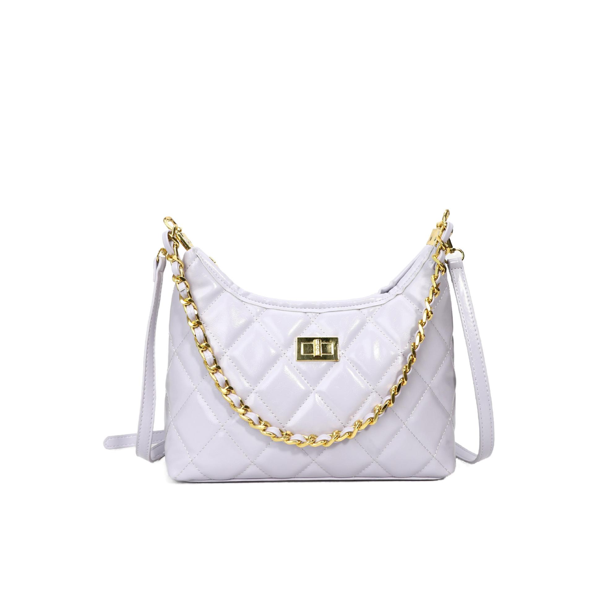 2025 new light luxury small fragrant diamond chain underarm bag fashion versatile temperament advanced sense messenger bag women фиолетовый
