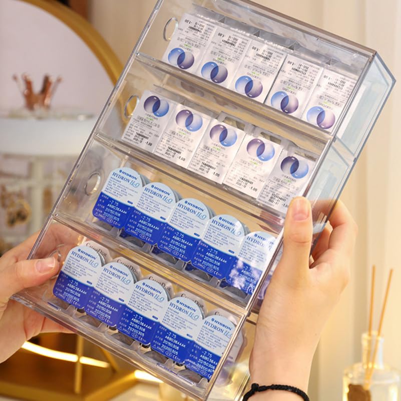 Garneck Clear Acrylic Storage Box, 4-Drawer Cosmetic Storage Case, Makeup Organizer for Eyeglasses and Accessories, Stackable, Space-Saving Design