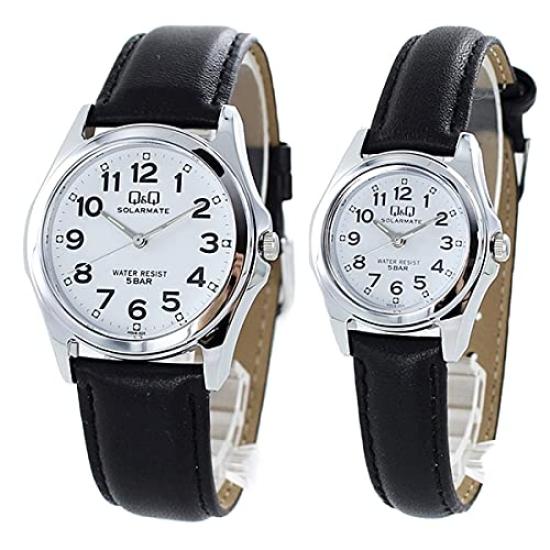 

CITIZEN Solar Solar Mate Pair Leather Retro Q&Q Watch, White/Black Strap, Style, H008H009-304