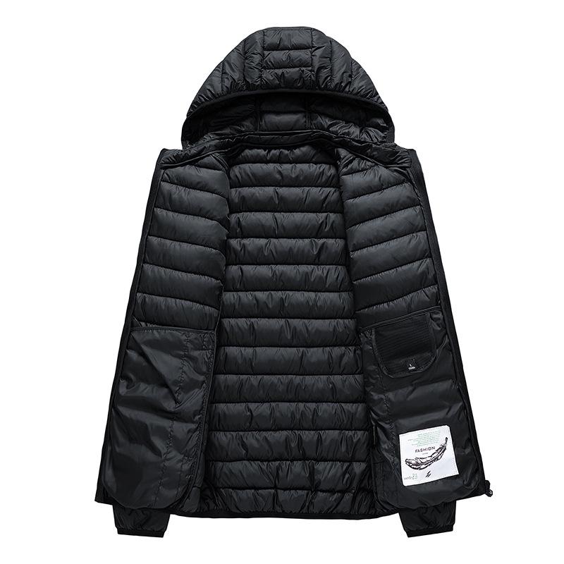 Men's Plus Size Multicolor Lightweight Cotton-Padded Winter Jacket with Detachable Hood