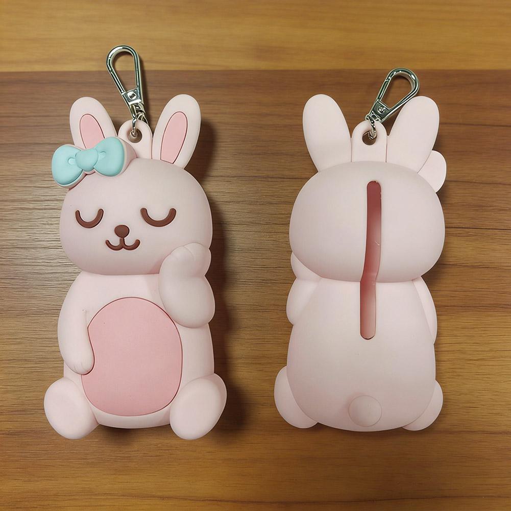 Cute Animal Silicone Lip Balm Holder Case Keychain Kawaii Cat Bunny Lipstick Sleeve Protective Cover Bag Charm Gift