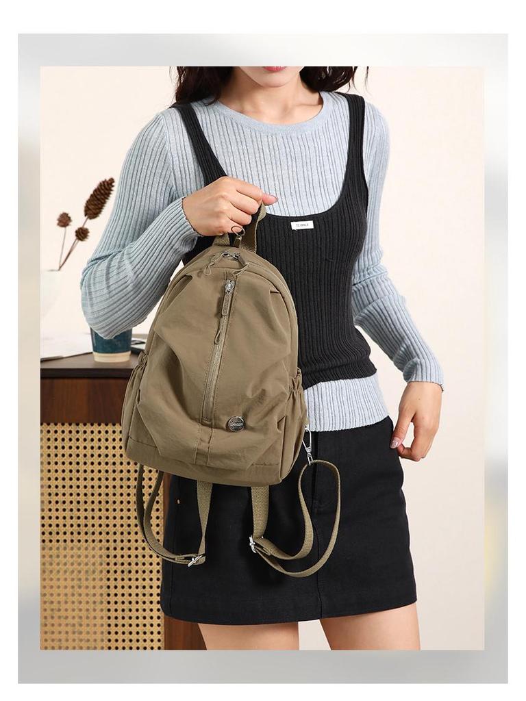 Pleated Lightweight Women's Multifunctional Backpack with Chest Bag – Minimalist and Versatile Design
