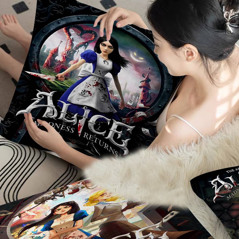 A-Alice M-Madness R-Returns Vintage Pillow Case Cushion Cover Car Throw Pillow Case For Sofa Car Christmas Gift 40x40cm 45x45cm