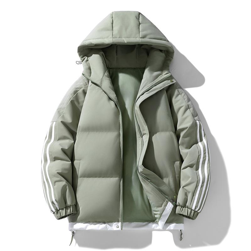 Winter Hooded Down Cotton Clothes Men's Coat Brand Loose Three Bars Cotton Clothes Thickened Warm Bread Clothes Men's Clothing