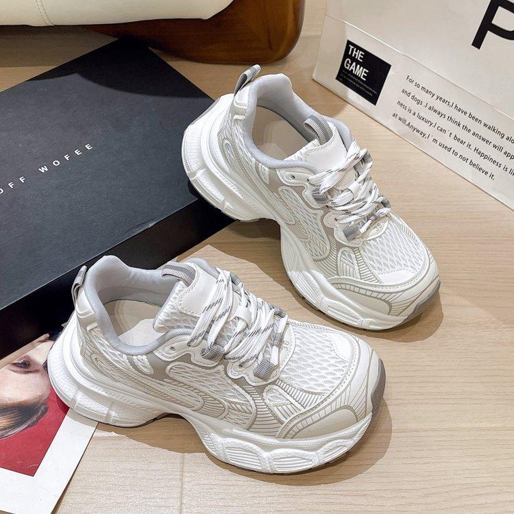 

Thick-soled lightweight and versatile dad shoes 2025 new women s spring popular soft-soled casual sports shoes for women 35 білий