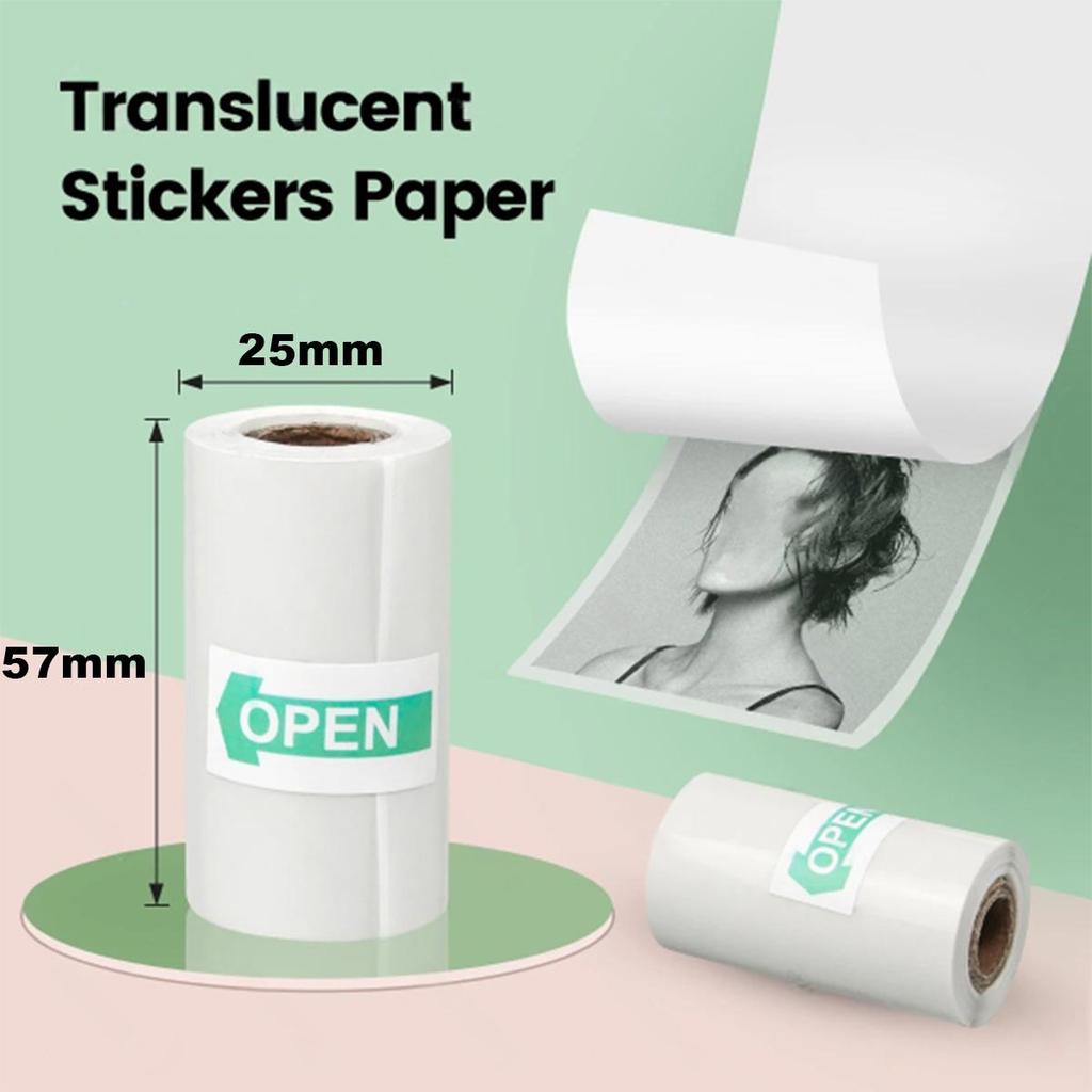 Gjennomsiktig 57x30 mm termisk kvitteringsfotopapir for alle Mini 58 mm blekkfri trådløs Bluetooth termisk kvitteringsskriver papir