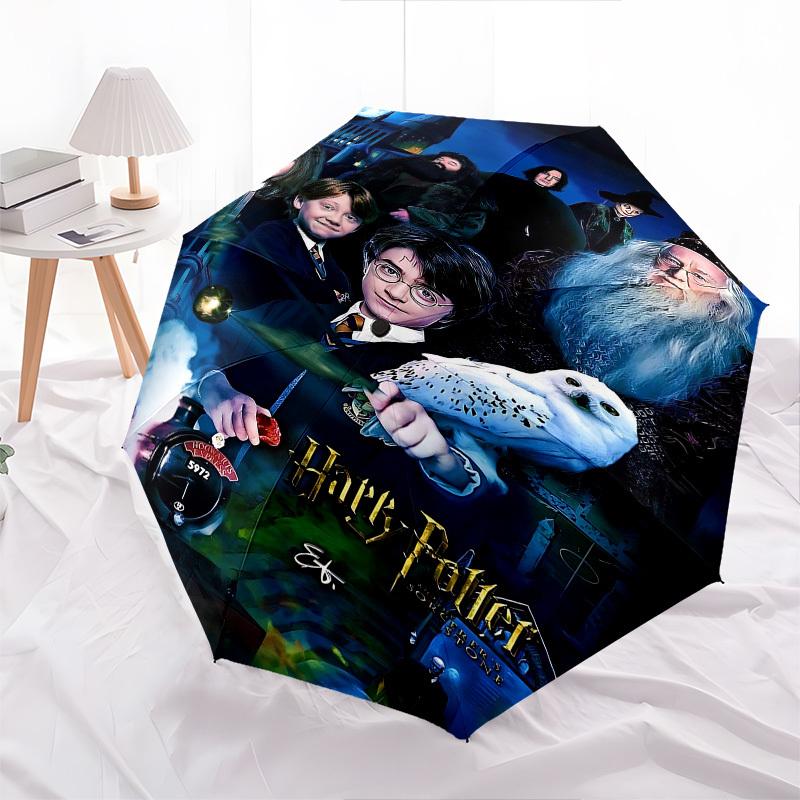 1pc Harry Potter, Hogwarts Express Automatic Folding Umbrella - Compact 8-Rib Design, Durable Plastic & Iron1261L