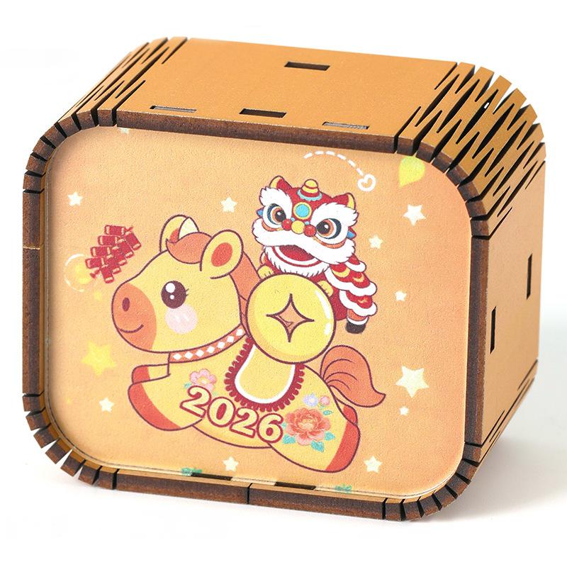 New Year Series Original Wooden Wind-up Music Box - Chinese Style Octave Gift