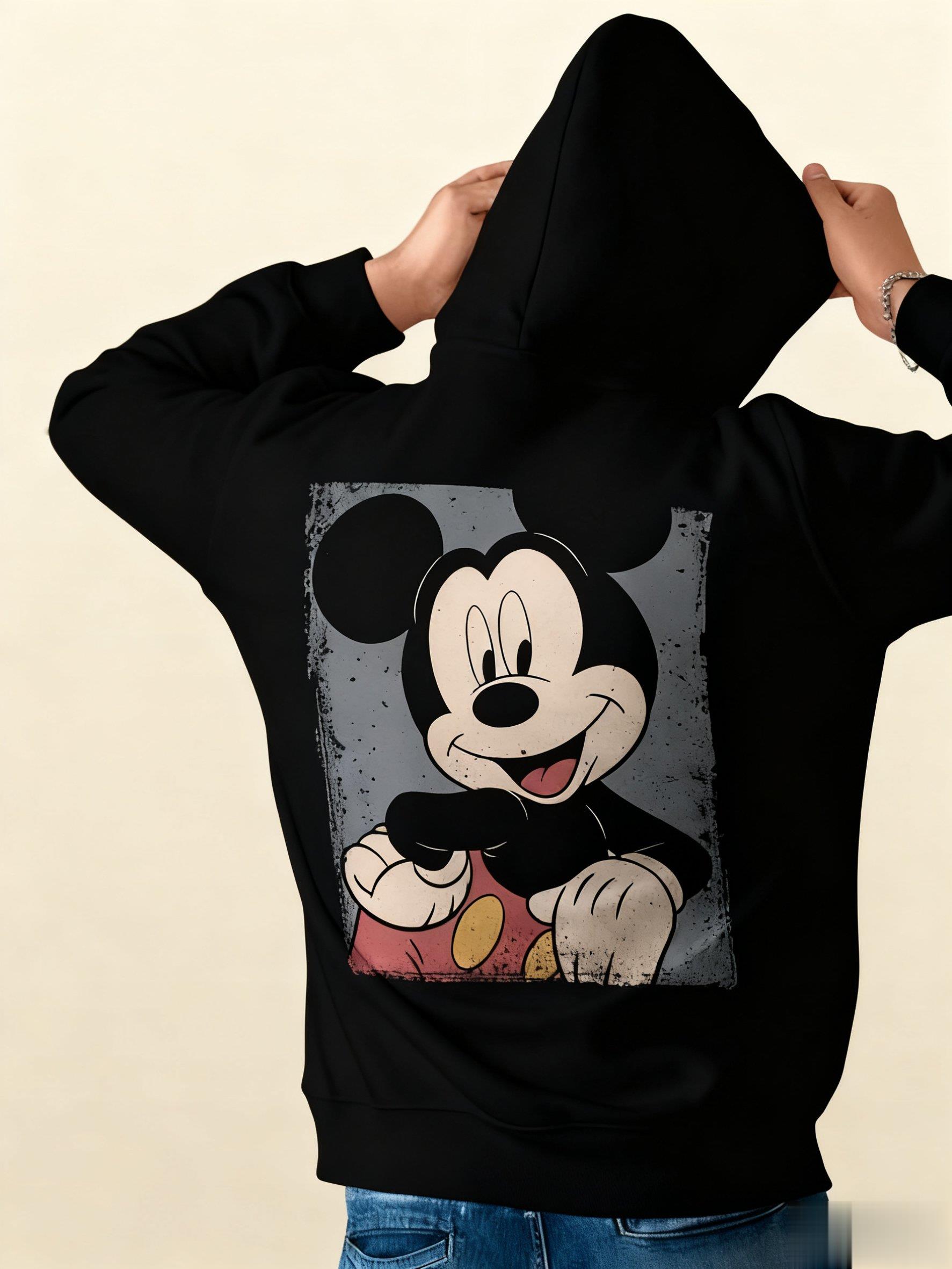 

Vintage Disney Hoodie Women Men Mickey Mouse Print Graphic Pullover Casual Streetwear Cotton Sweater Spring Autumn Fashion Tops S