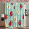 2D Flat Printing 2pcs Drapes Cute Strawberry Daisy Gingham Digital Printed Polyester Drapes Festive Curtains Use for Festive and