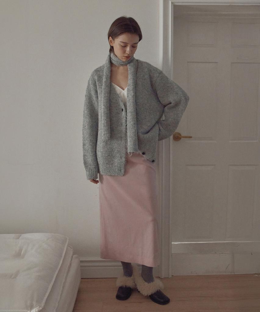 Poeteuseoul Velor Long Skirt_Light Pink