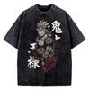 High Quality Yami Sukehiro Black Clover Manga 100% Cotton T-shirt for Men Short Sleeve Vintage Washed Clothing Male T Shirt