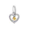 Pandora Sky Blue Beaded Heart Shape 925 Silver Pendant Women's Silver 798854C07