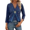 Women's Casual Fashionable Sexy Comfortable V-Neck Christmas Three-Quarter Sleeve Top