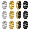 8mm Titanium Steel Punk Rotatable Decompression Ring with Woven Mesh and 18K Vacuum Plating