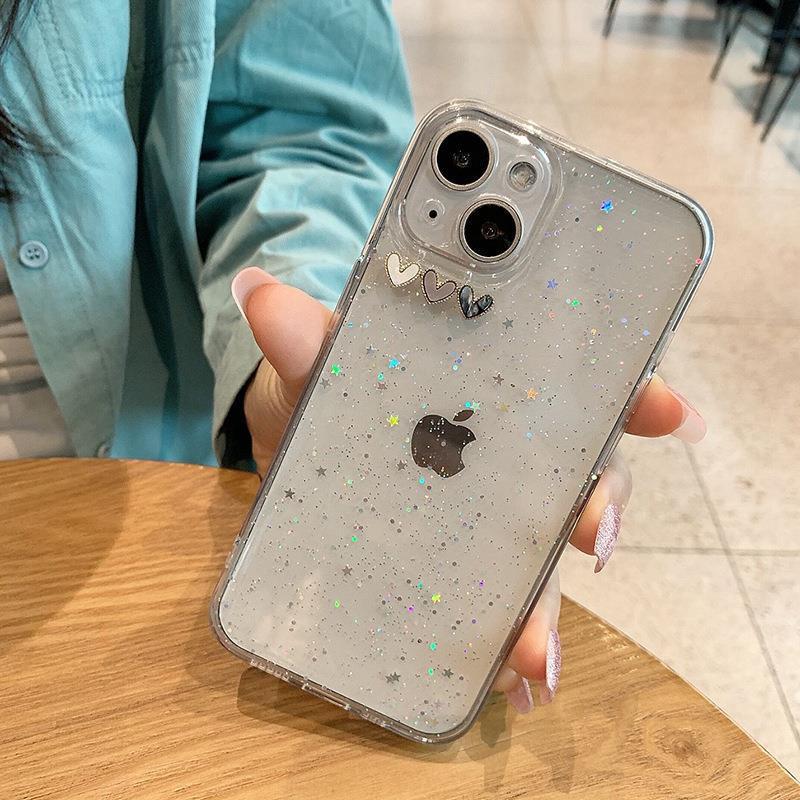 

For Apple 17Promax Glitter Mobile Phone Case for IPhone16 Love Star 15 Women s Ins Sequin 14 For iPhone 7/8/SE 2020