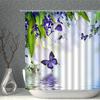 Plant Floral Shower Curtain 3D Butterfly Flower Natural Landscape  Bathroom Curtains Polyester Fabric With Hook Home Bath Decor