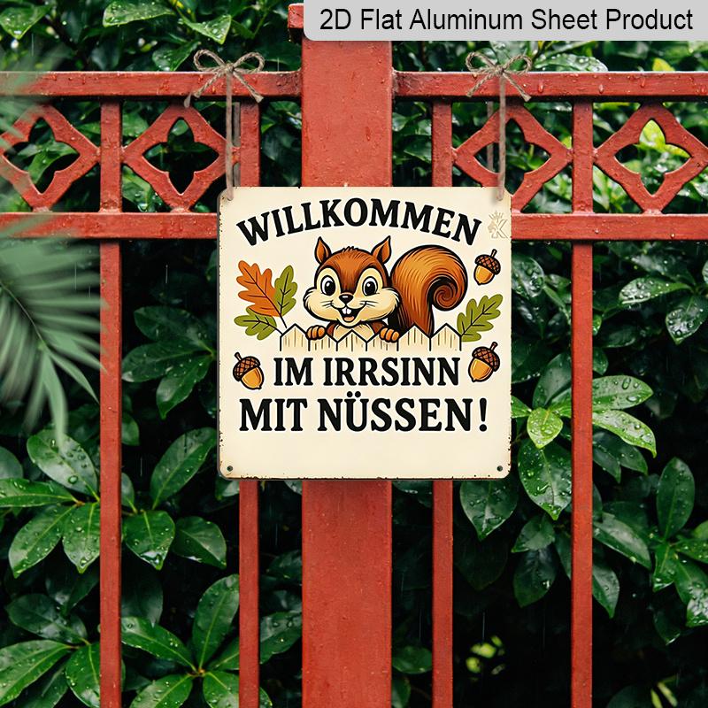 2D Flat, 1pc, Vintage Metal Sign, Decorative Plaques and Ornaments, Squirrel Theme Humorous Decorative Quotes, Outdoor, Garden, Home, Club and Porch