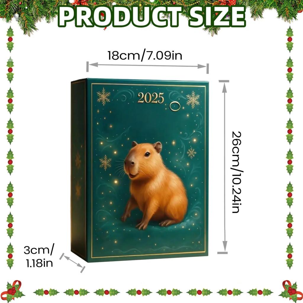 Christmas Advent Capybara Acrylic Decoration Days Holiday Ornament Countdown Calendar Home Tree Car 2D 24 for Entertaining Play Safe Fun Kid Friendly