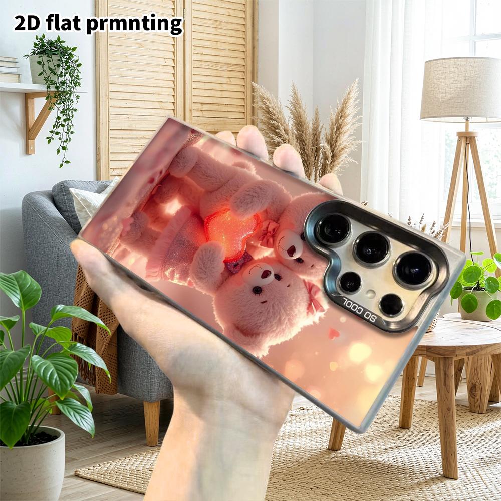 Phone Case: 2D Flat Samsung Galaxy A34 A35 M05 M06 S20 S22 S21 FE Plus 5G Protective Case, Couple Style, Hugging Couple Teddy Bears, Christmas and Hal