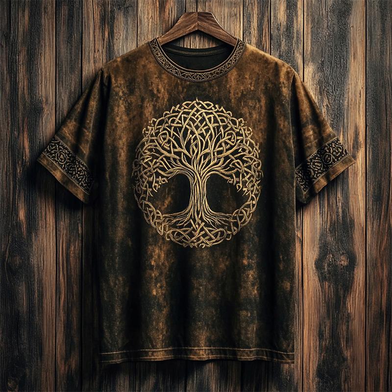 Vintage Men's T-Shirt Artistic Totem Pattern Print Short Sleeve Summer Outdoor Casual Plus Size Tees Top Women Clothing