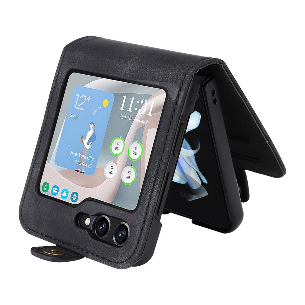 YIKATU YK-002 For Samsung Galaxy Z Flip7 FE 5G/Z Flip6 5G Case Card Holders PU Leather Skin-Touch Phone Cover