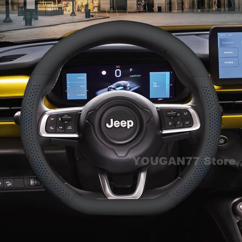 Leather Car Steering Wheel Cover For Jeep Avenger 2024 2025 Auto Steering Wheel Jeep Avenger Accessories