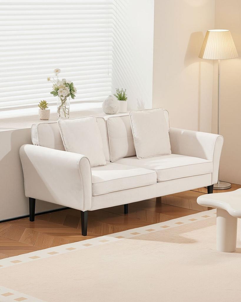 Loveseat Sofa, 176 Cm Small Sofa Couch for Living Room, Velvet Fabric 2-Seats Couch with Sinuous Spring, Soft Cushions and Sturdy Frame, Comfy