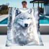 Schneewald Blauäugiger Grauwolf Realistische Decke, Warmes Wohnzimmer, Schlafzimmer Dekor, Geburtstag Cool Stilvoll Haushalts Souvenir