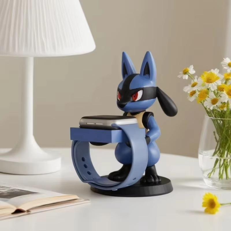 New Lucario Watch Charging Stand Anime Lucario Iwatch S10 Apple Charger Bracket Fashionable Desktop Decoration Model Ornament
