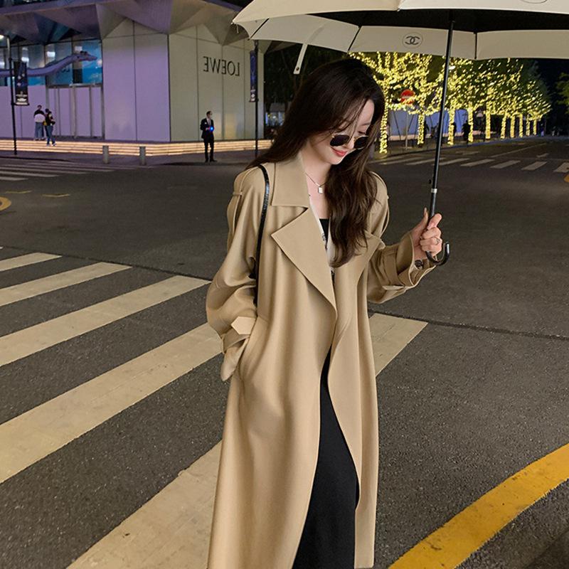 White Trench Coat for Women New Style British Retro Spring and Autumn Style Mid-length for Small People