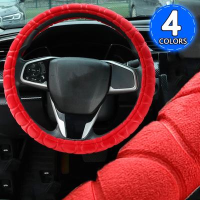 Auto-Lenkradbezug aus Plüsch, bunt, 38 cm, Winter-Handwärmkissen, elastischer Handschuhbezug für das Auto, Innendekorationszubehör