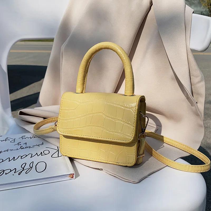 Mini Tote Bag  Crocodile Pattern Flip Messenger Crossbody Bag Female Simple Shoulder Bag Small Square Lady Handbag  New