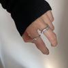 925  Silver Irregular White Square Diamond Zircon Heart Ring Ins Women's Fashion Light Luxury Open Adjustable Stackable Niche Minimalist