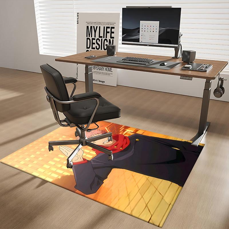 1pc Anime Cartoon Design Jujutsu Kaisen Satoru Gojo Office Chair Mat Non-Slip Carpet Suitable for Home Decor Living Room Bedroom Game Room Seasonal Gi
