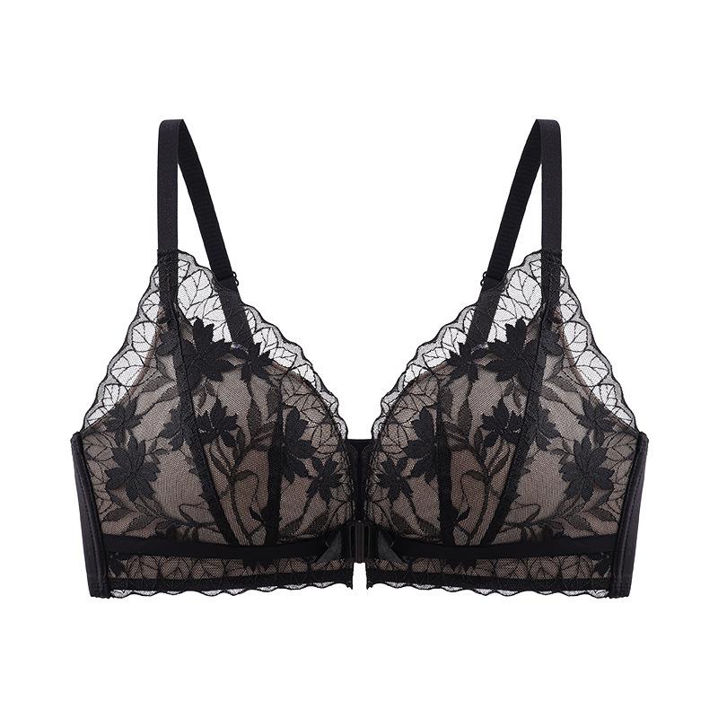 Sexy pure lace front buckle underwear women's small breasts gather and show large anti-sagging, breathable and comfortable back bra