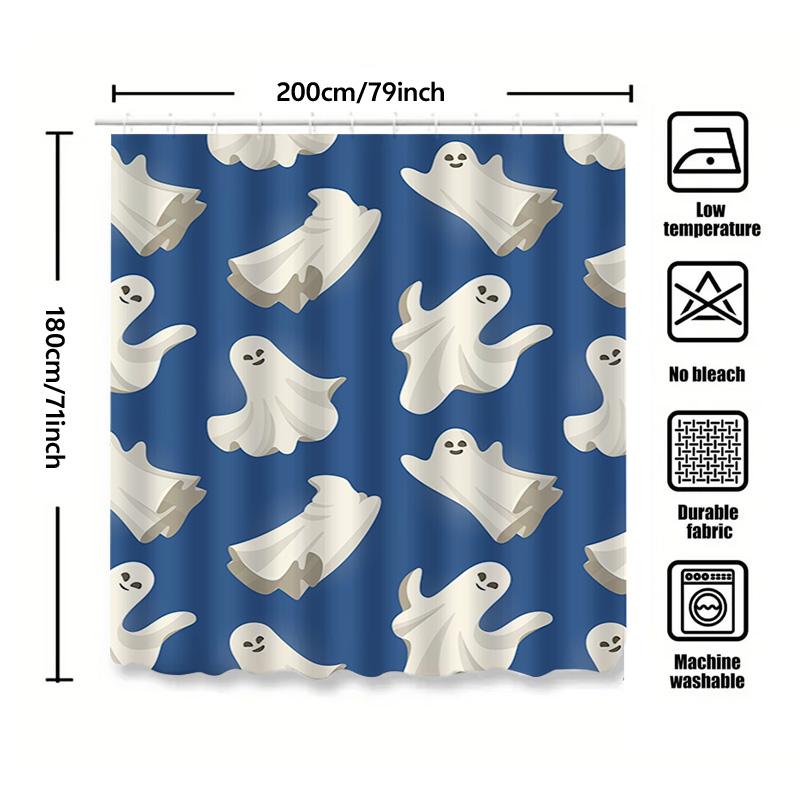 Tuniu Cute Ghost Printed Bathroom Shower Curtain Waterproof Fabric Home Decor