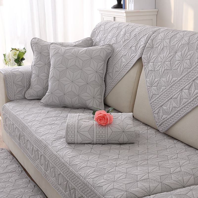 

Подушка для дивана из чистого хлопка, всесезонная, общие ткани, нескользящий чехол для дивана, скандинавская простая современная подушка, накидка-полотенце для дивана, ткань Lucky Star-light gray 70 * 120cm