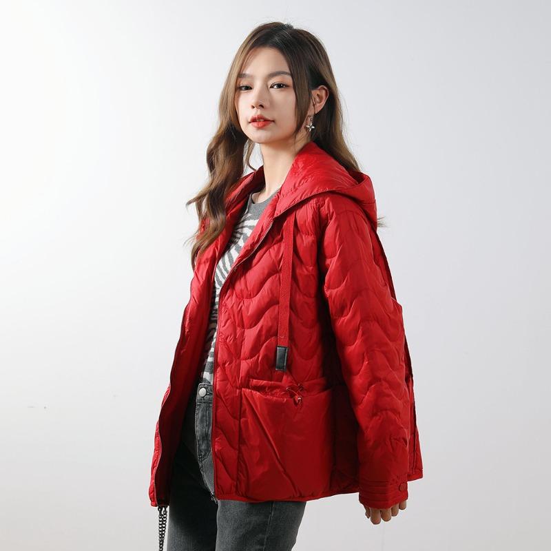 Feather winter new 90 white duck down solid color versatile fashion loose simple coat down jacket women